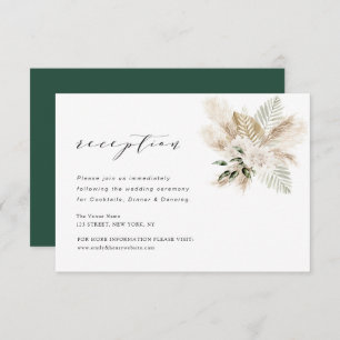 modern boho pampas greenery wedding reception card