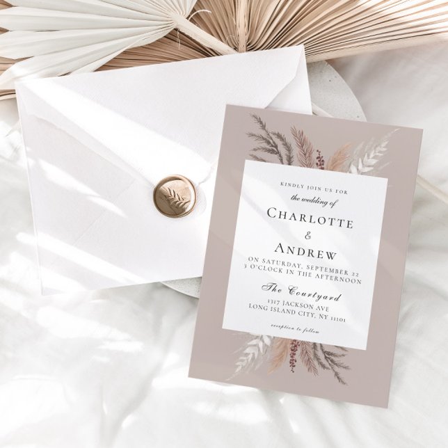 Modern Boho Pampasgras Wedding Invitation (Modern Boho Pampasgras Wedding Invitation)