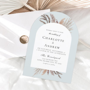 Modern Boho Pampasgras Wedding Invitation