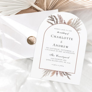 Modern Boho Pampasgras Wedding Invitation