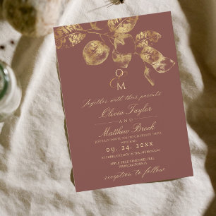 Modern Boho Pantone & Gold Wedding Invitation