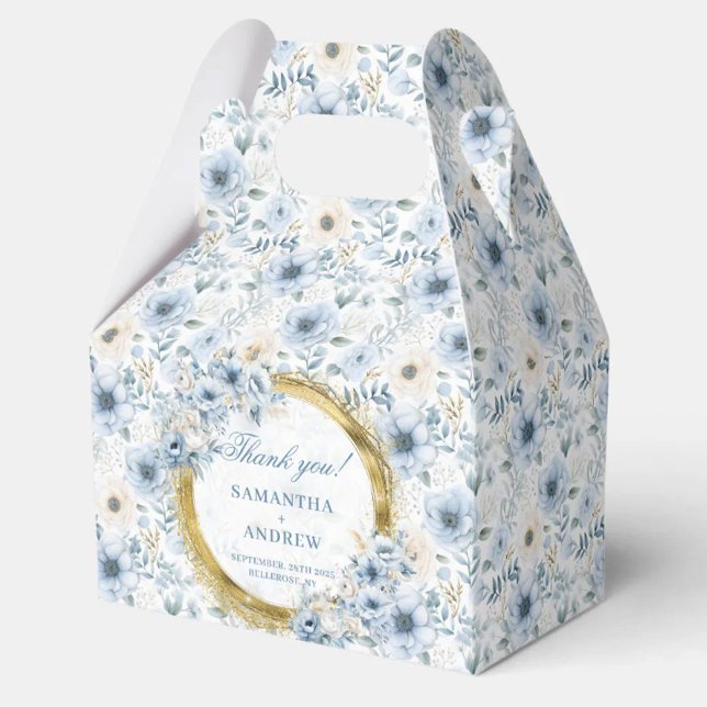 Modern Boho Pastel Blue Gold Wedding Favour Box (Modern Boho Pastel Blue Gold Wedding Favor Box)