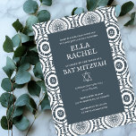 Modern Boho Pattern Custom B'nai Bat Bar Mitzvah  Invitation<br><div class="desc">Perfect card to announce a bar mitzvah, bat mitzvah or other Jewish celebration! Hand made art for you! FULLY CUSTOMIZABLE! Click on “Personalise” above to edit the text. Click "edit using design tool" to adjust the fonts, colours and placements and to delete the back side design if you prefer. Also...</div>