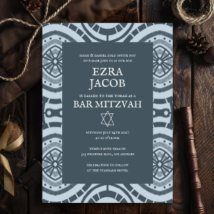 Modern Boho Pattern Custom B'nai Bat Bar Mitzvah Invitation