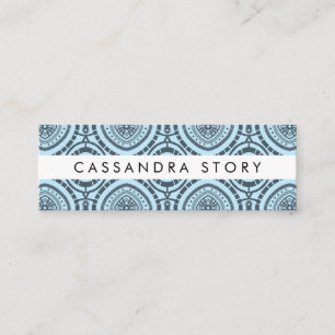 Modern Boho Pattern Denim Blue Mini Business Card