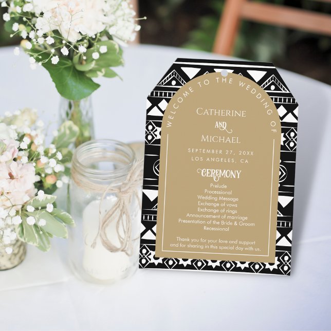 Modern Boho Pattern Wedding Arch Gold Programme (Creator Uploaded)