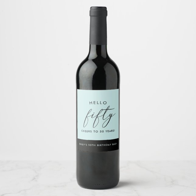 Modern Boho Personalised 50th Birthday Wine Label (Front)