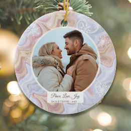 Modern Boho Personalised Round Photo Ornament