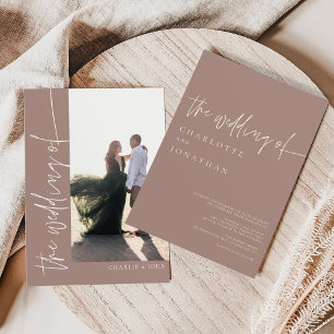 Modern Boho Photo Desert Mauve Wedding Invitation