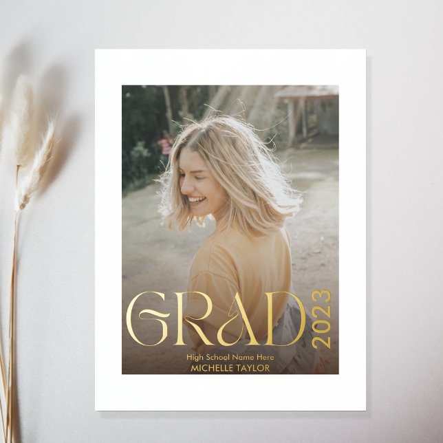 Modern Boho Photo Graduate High School Foil Prints (Creator Uploaded)