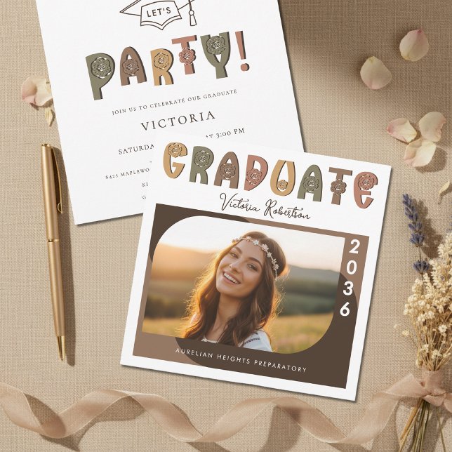 Modern Boho Photo Graduation Announcement (Creator Uploaded)