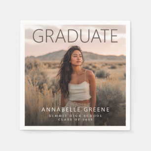 Modern Boho Photo Graduation Napkin