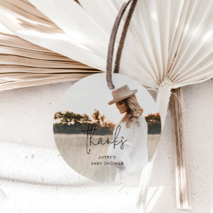 Modern Boho Photo Thank You Baby Shower Favour Tags