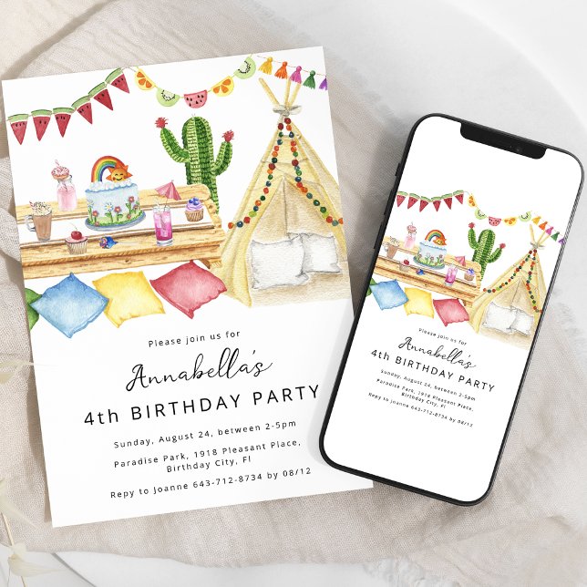 Modern Boho Picnic Birthday Party Invitation (Creator Uploaded)