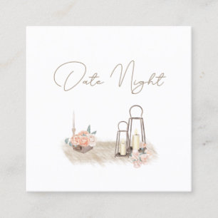 Modern Boho Pink Elegant Floral Date Night Card
