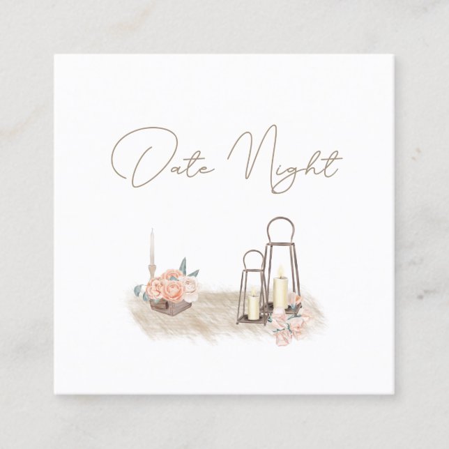 Modern Boho Pink Elegant Floral Date Night Card (Front)