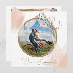 Modern Boho Pink Elegant Floral Engagement