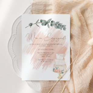 Modern Boho Pink Elegant Floral Engagement Party Invitation