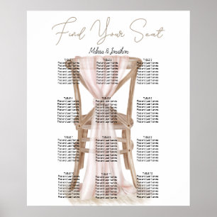 Modern Boho Pink Elegant Wedding Seating Chart