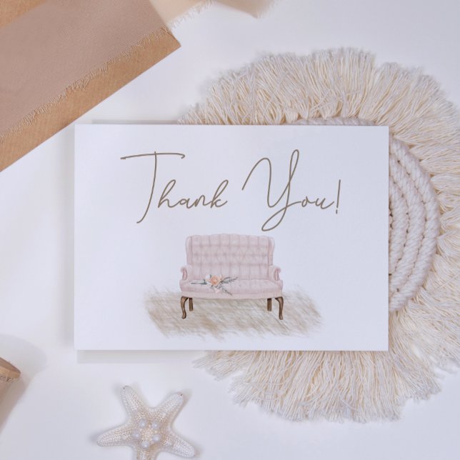 Modern Boho Pink Floral Elegant Thank You Card (Creator Uploaded)