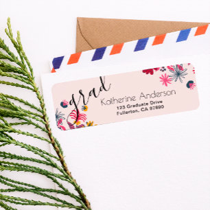 Modern Boho Pink Floral Graduation