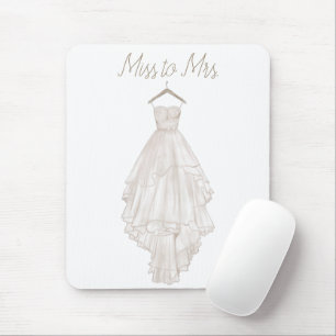 Modern Boho Pink Floral Wedding Dress Mouse Mat