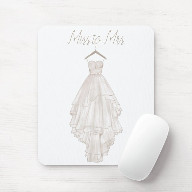 Modern Boho Pink Floral Wedding Dress Mouse Mat (With Mouse)
