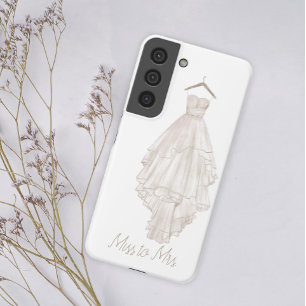 Modern Boho Pink Floral Wedding Miss to Mrs Samsung Galaxy Case
