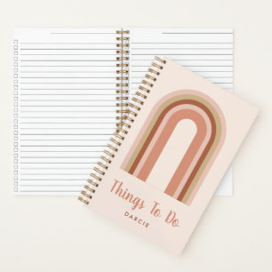 Modern Boho Pink Rainbow Things To Do Checklist Notebook