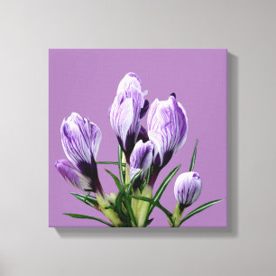 Modern boho purple flowers trendy digital fine art canvas print