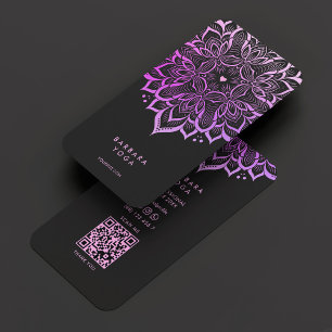 Modern Boho Purple Mandala Spiritual Lotus Business Card