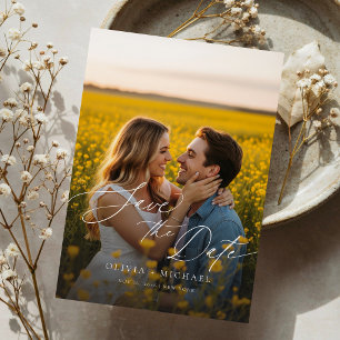 Modern Boho QR Code Photo Wedding Save the Date Invitation