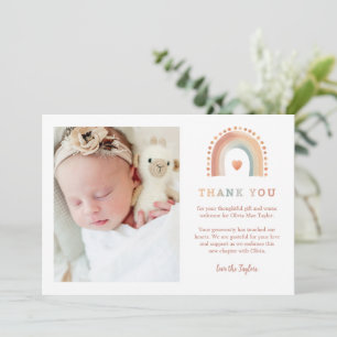 Modern Boho Rainbow 2 Photo Baby Thank You Card
