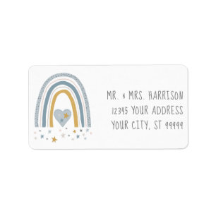 Modern Boho Rainbow Baby Shower Return Address Label