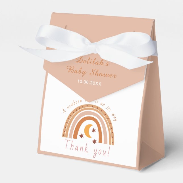 Modern Boho Rainbow Baby Shower Thank You Favour Box (Front Side)