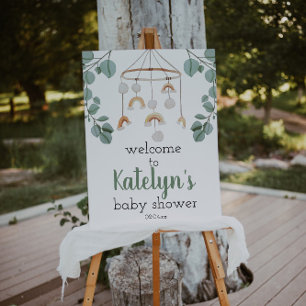 Modern Boho Rainbow Baby Shower Welcome Sign 