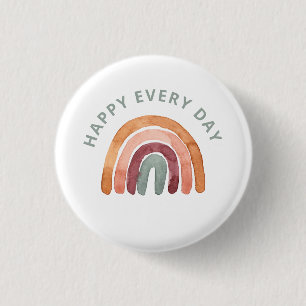 Modern Boho Rainbow -Happy Every Day-  3 Cm Round Badge