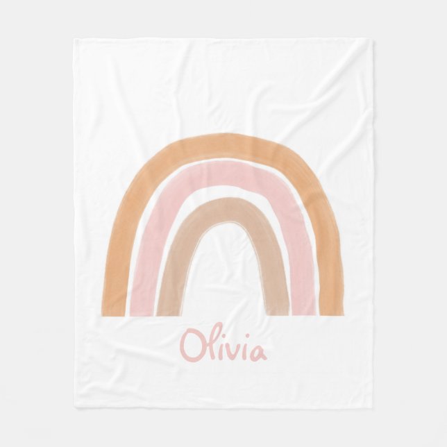 Modern Boho Rainbow Personalised Name Blanket (Front)