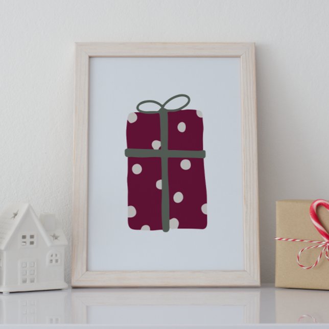 Modern Boho Red And Green Christmas Present Print (Creator Uploaded)
