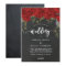 modern boho red floral wedding invitation