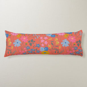 Modern Boho Red Floral Wildflowers Body Cushion