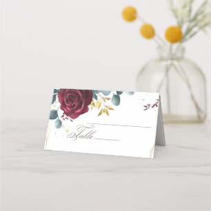 Modern Boho Red Rose spring Wedding Place Card