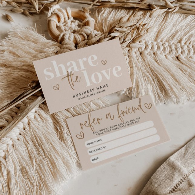 Modern Boho Refer A Friend Discount Coupon Card (Refer a Friend Discount Business Card)
