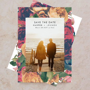 Modern Boho Roses Editable Photo Save The Date
