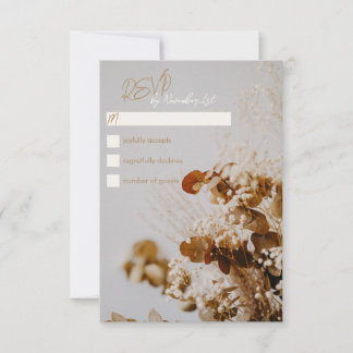 Modern Boho Rustic Dried Floral Wedding RSVP Card