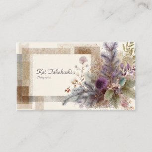 Modern Boho Rustic Thistle & Abstract Geometric Business Card