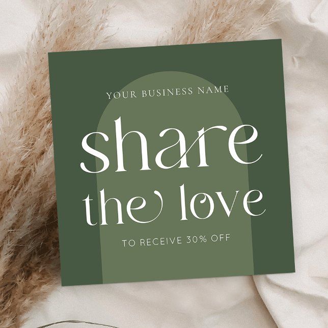 Modern Boho Sage Green Refer a Friend Beauty Salon Referral Card (Trendy Refer a Friend business cards in sage green with boho arch background and modern fonts)