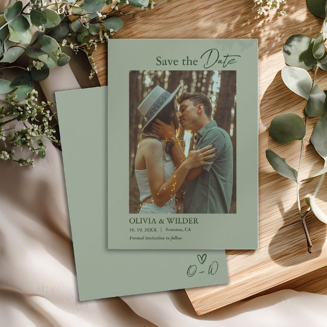 Modern Boho Sage Green Wedding Save The Date (Creator Uploaded)