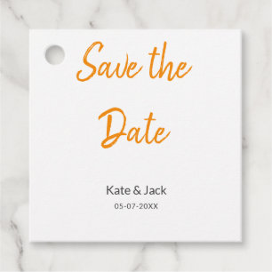 Modern boho save the date add QR name date orange  Favour Tags