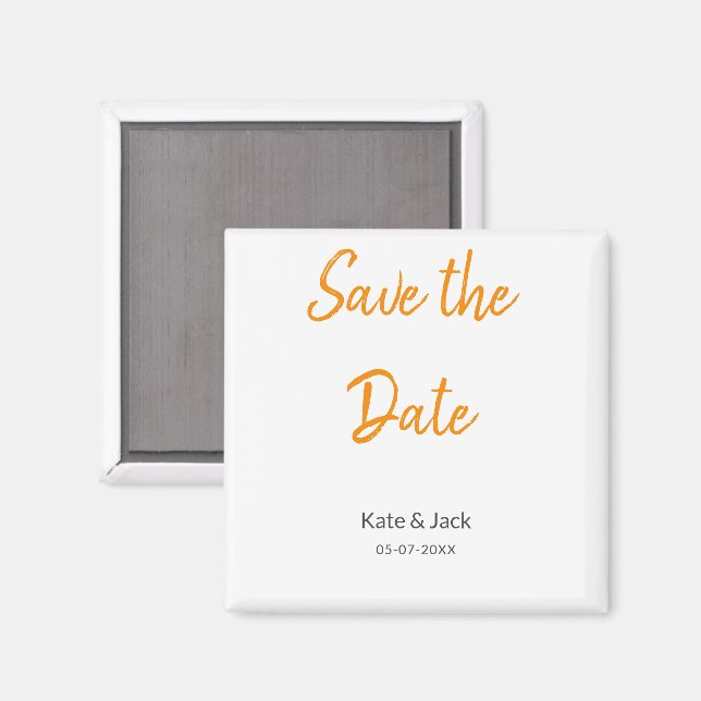Modern boho save the date add QR name date orange  Magnet (Front/Back)